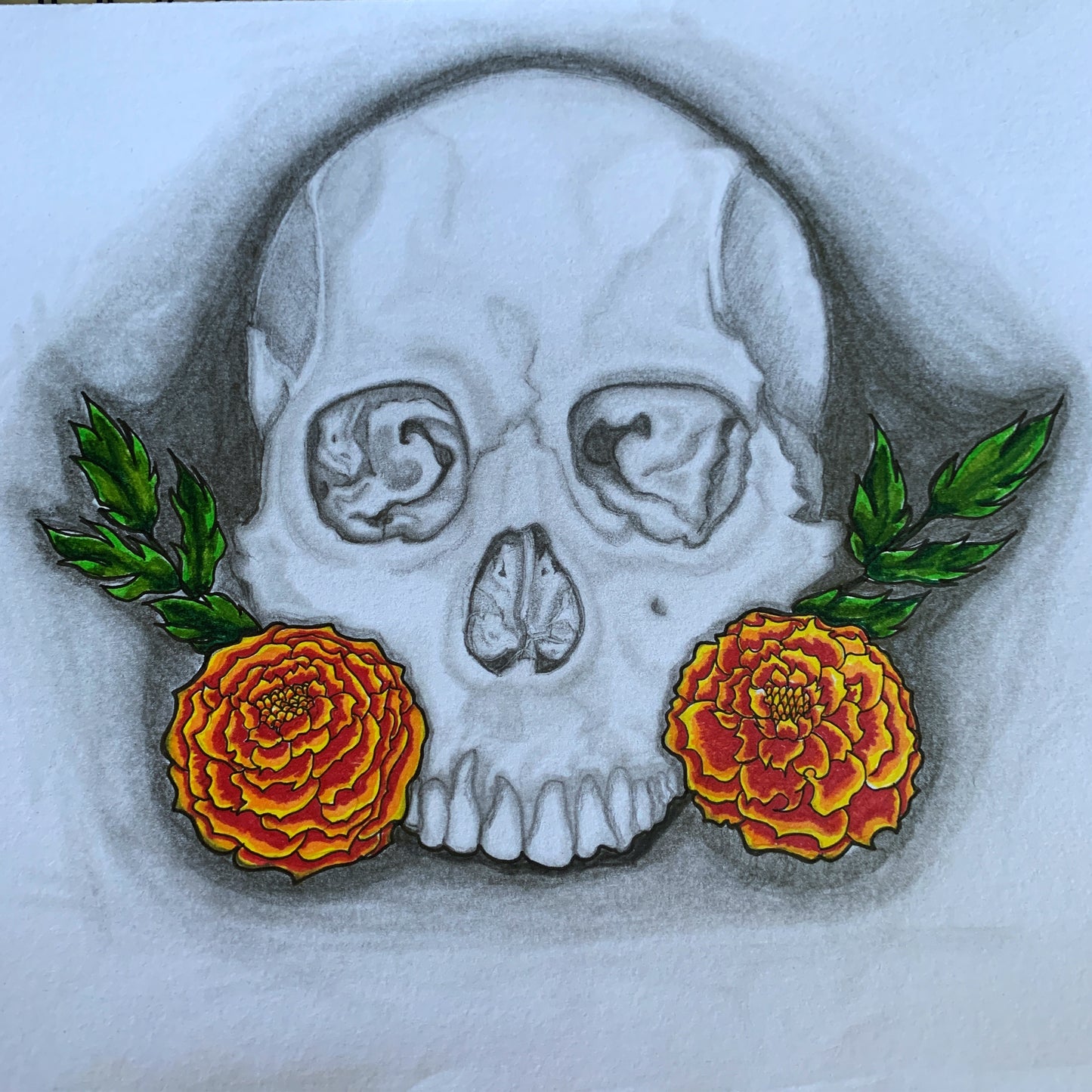 Skull and Marigolds