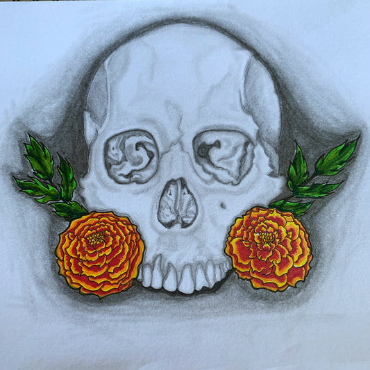 Skull and Marigolds